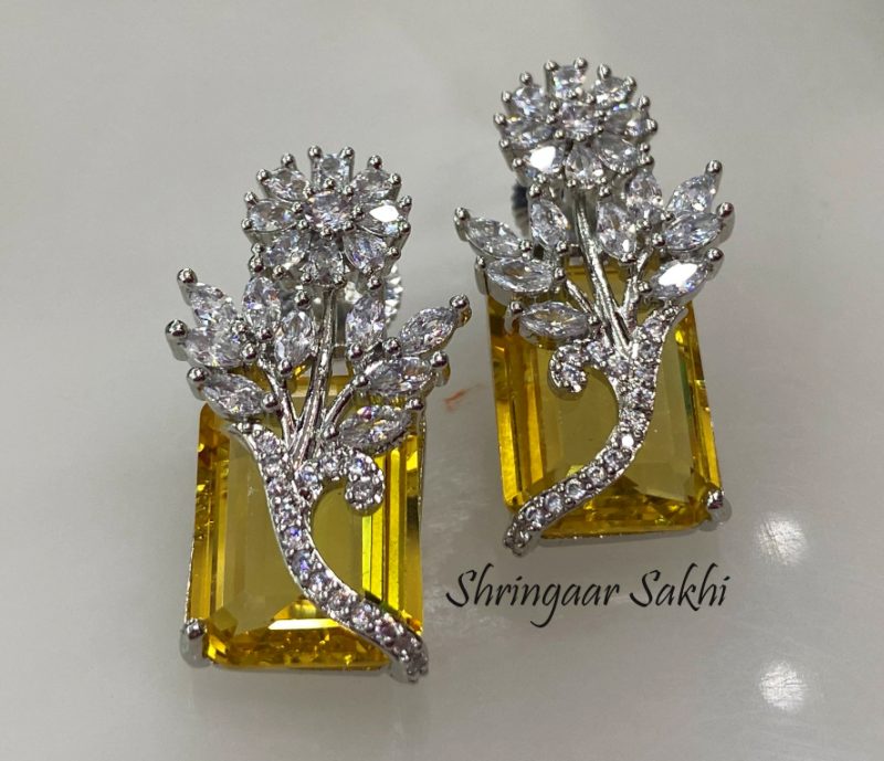 Haze Elegance Yellow Gem Stone AD Earring