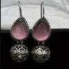 Pink Neelam Oxidised Earring