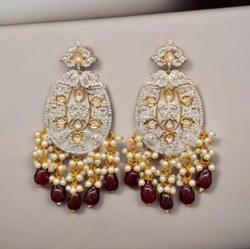 Maroon Mrinali AD Chandbali Earring