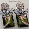 Haze Elegance Green Gem Stone Silver Rosegold AD Earring