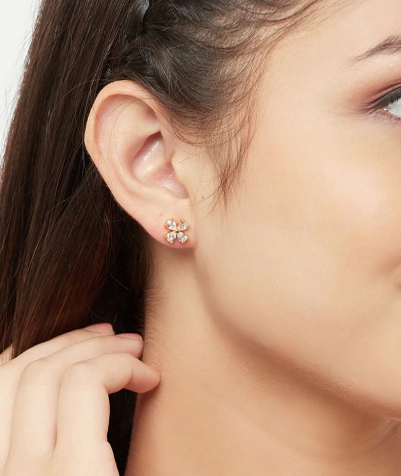 Golden Flower AD Stud Earring - Image 2