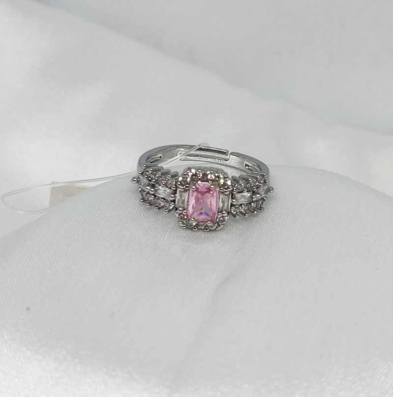 AD Pink Rectangle Stone Finger Ring