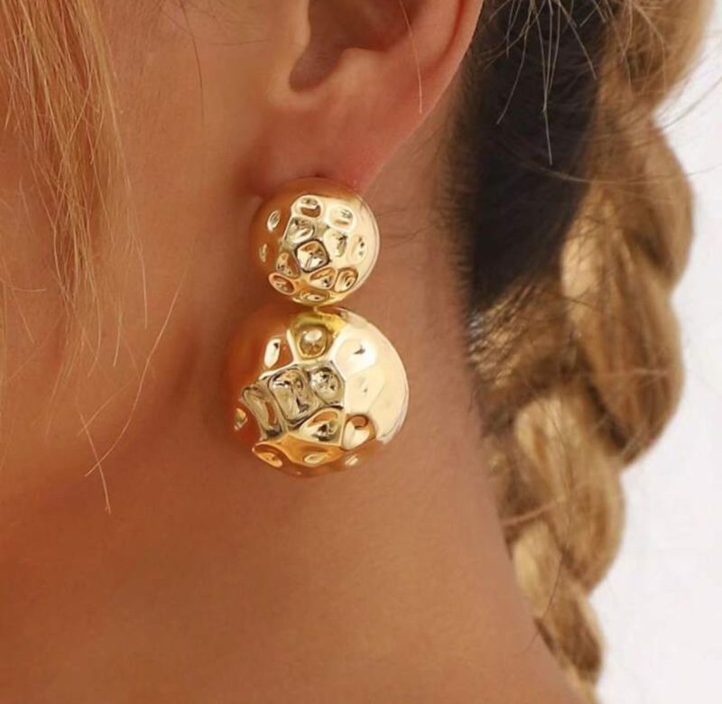 Big Golden Ball Earring