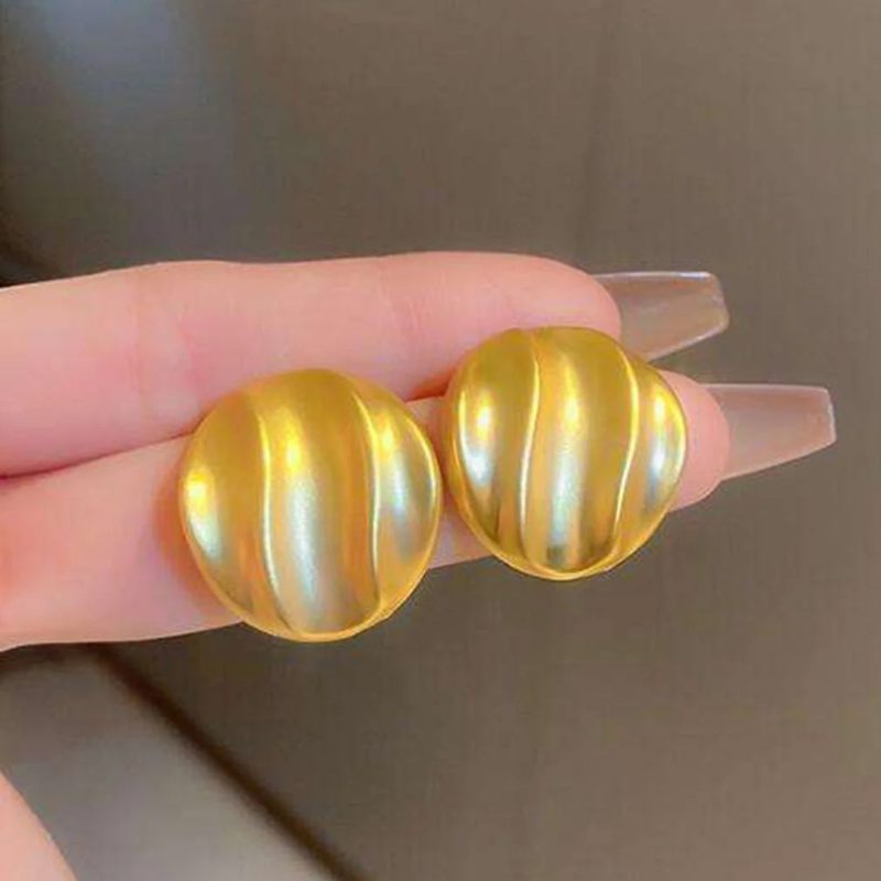 Golden Matte Stud Earring