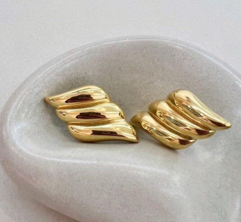 Golden Spiral Shell Stud Earring - Image 2