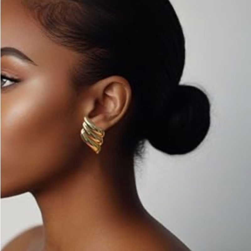 Golden Spiral Shell Stud Earring - Image 4