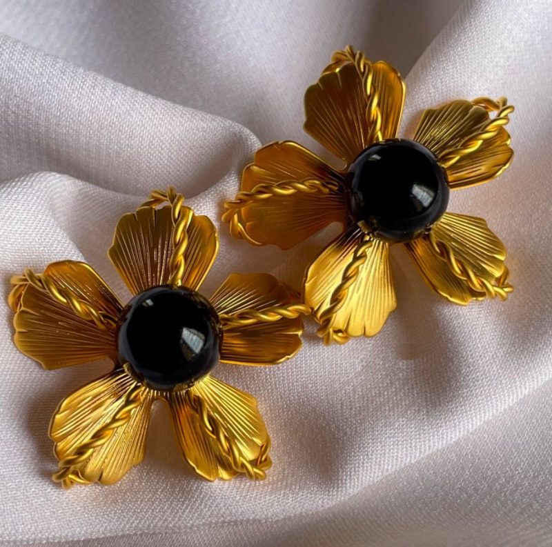 Golden Flower Metal Earring - Image 2