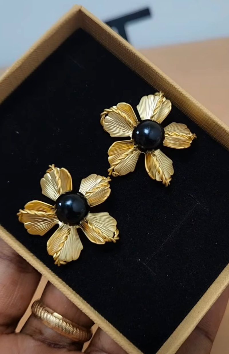 Golden Flower Metal Earring