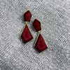 Golden Maroon Marble Earring