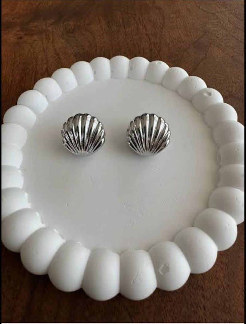 Front Back Silver Shell Stud Earring