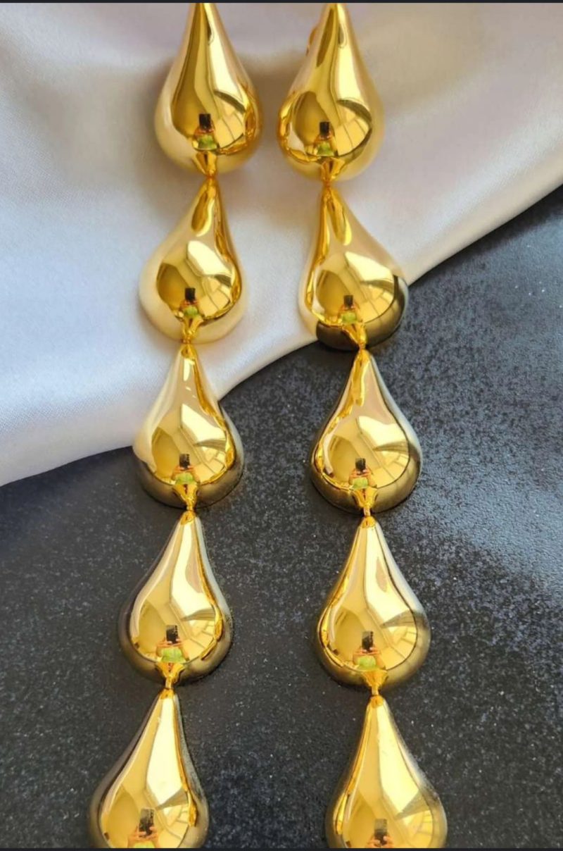Golden Long Drop Shape Earring