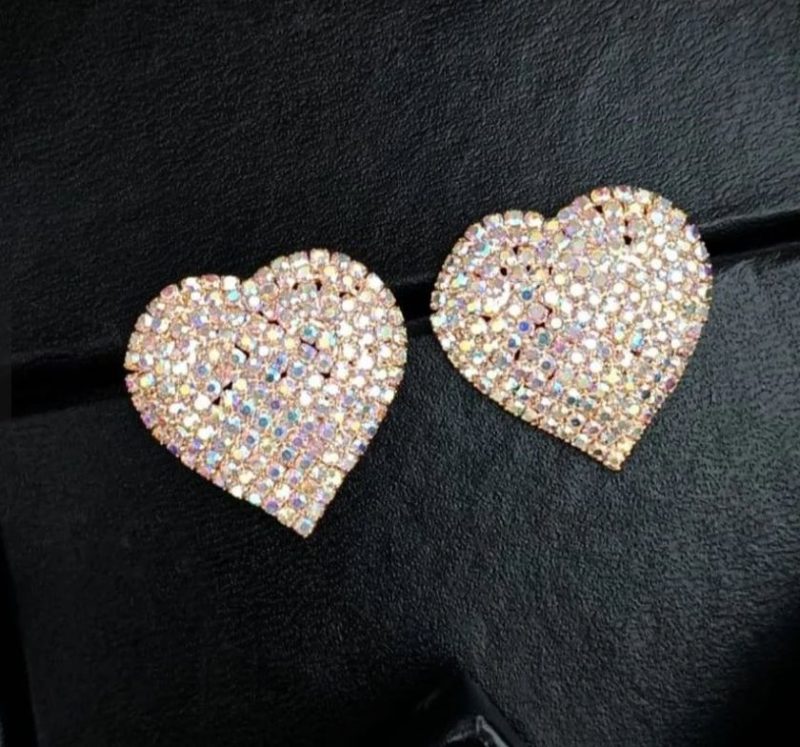Multicolor AD Heart Stud Earrings