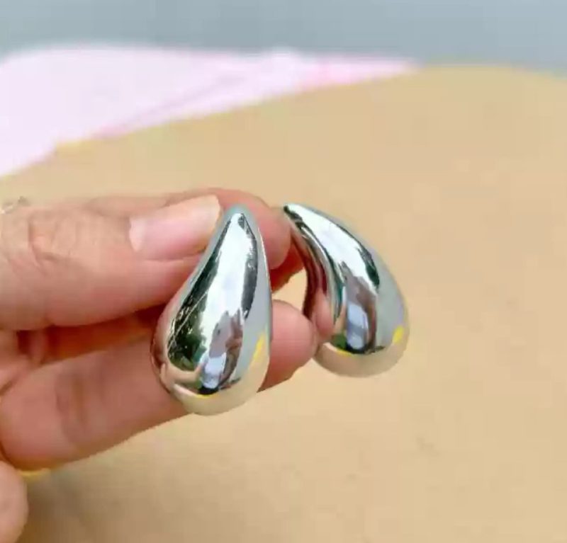 Silver Drop Shape Stud Earring - Image 2