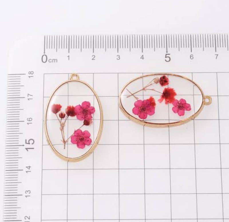 Pink Dry Flower Earrings - Image 2