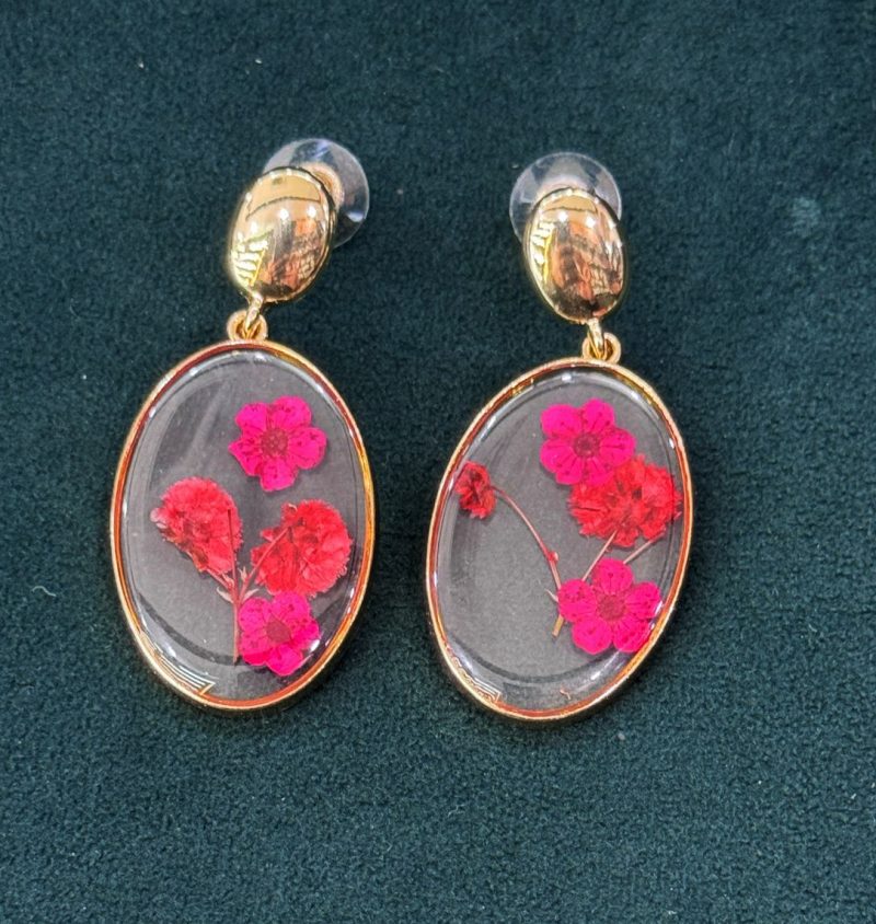 Pink Dry Flower Earrings