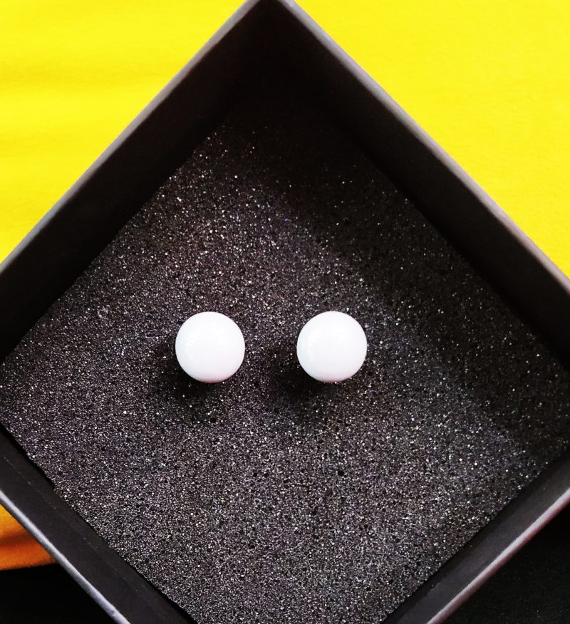 White Tulsi Stud Earring - Image 2