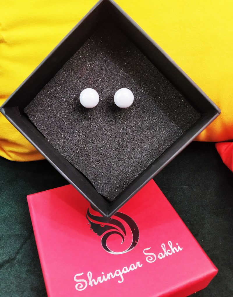 White Tulsi Stud Earring