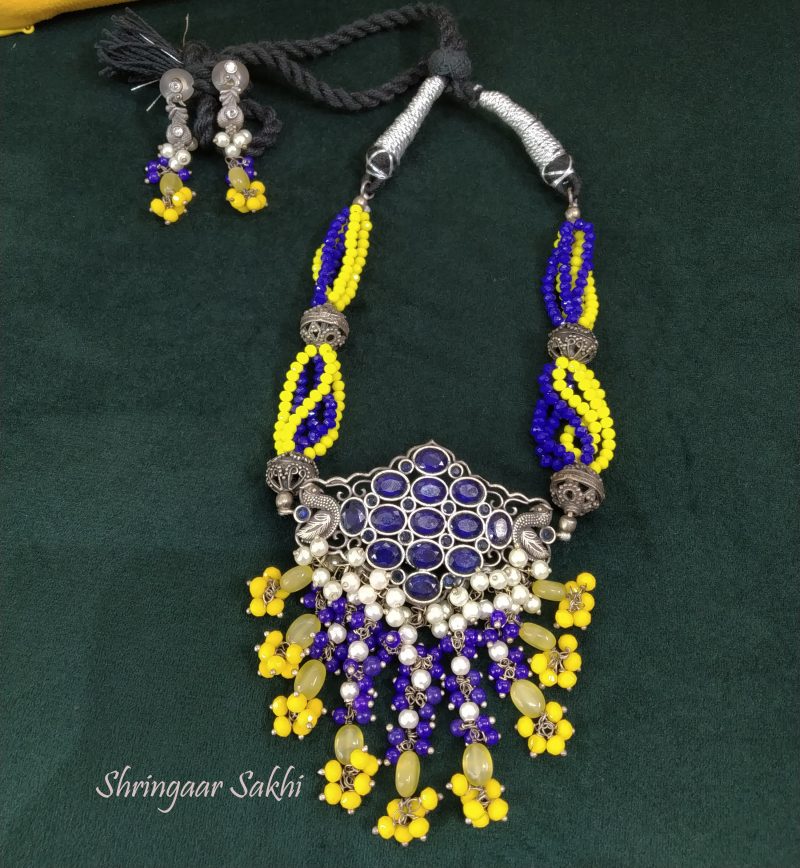 Dark Blue Paru German Silver Set