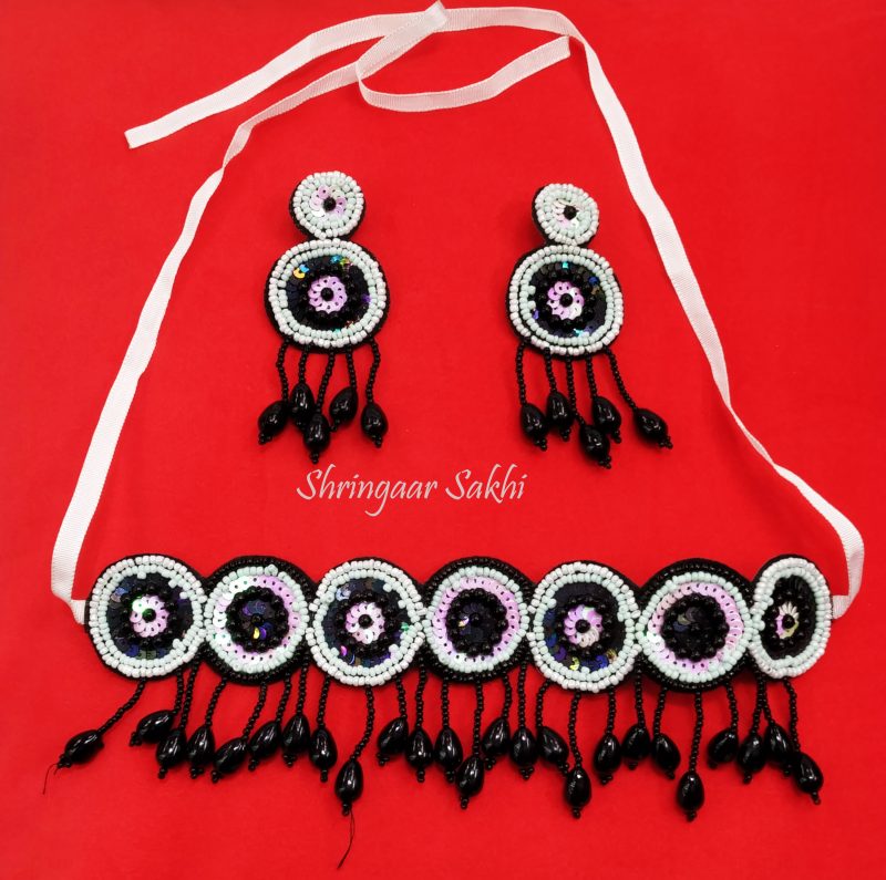 Black Color Beads Choker Set