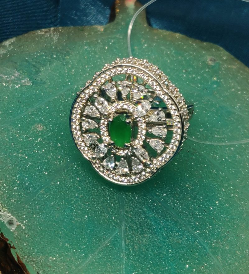 Green Silver AD Finger Ring - Image 3