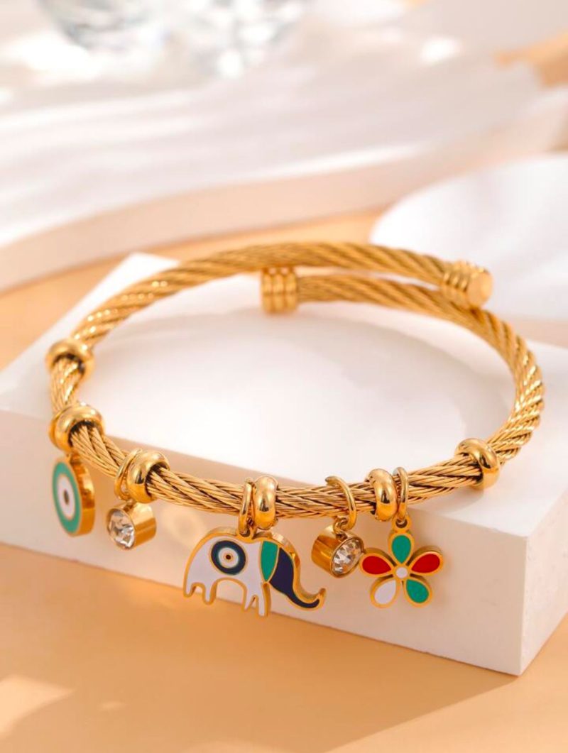 Golden Elephant Charms Bracelet - Image 2