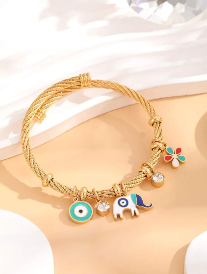 Golden Elephant Charms Bracelet