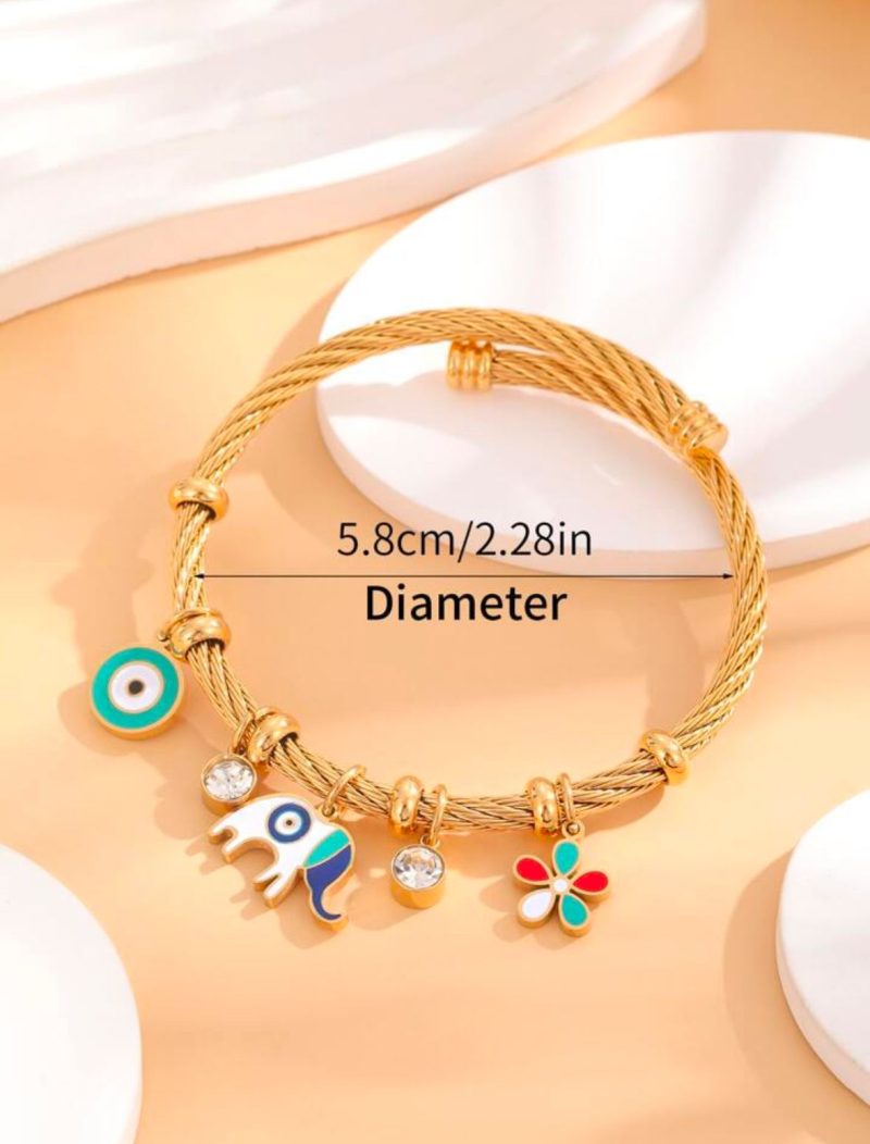 Golden Elephant Charms Bracelet - Image 4