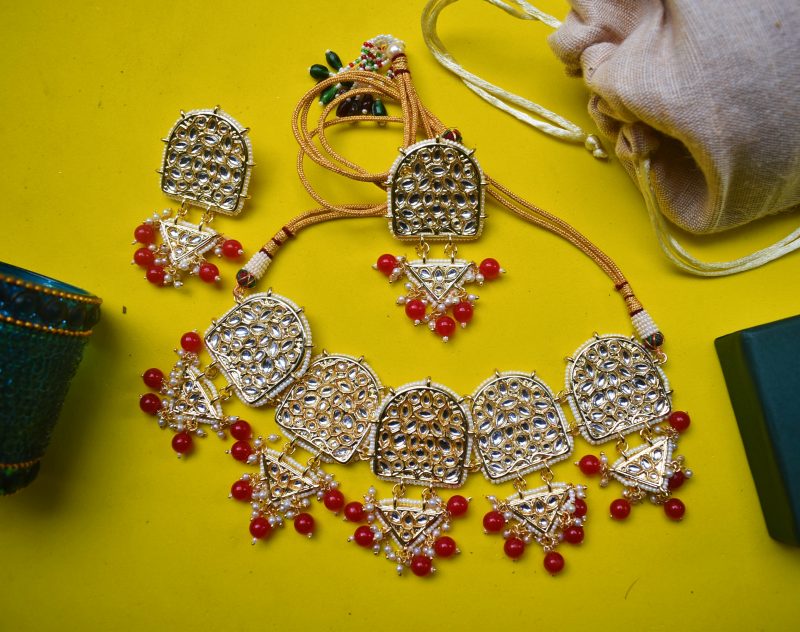Red Kirti Necklace Set