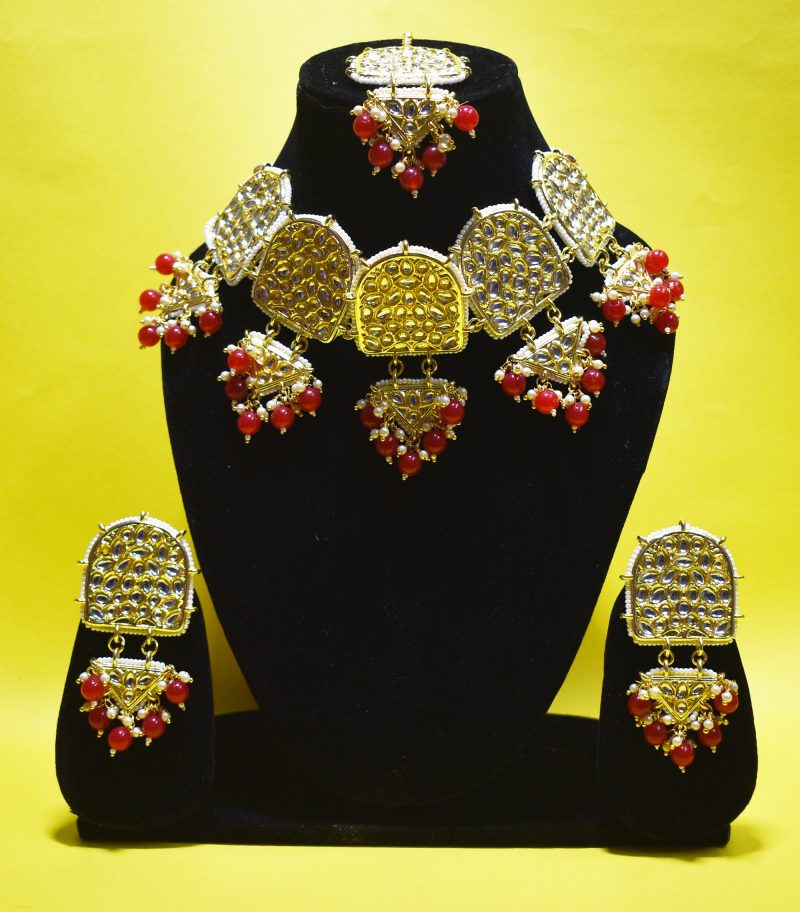 Red Kirti Necklace Set - Image 3