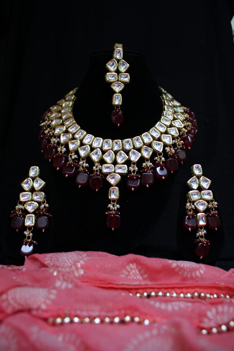 Maroon Aarohi  Necklace Set