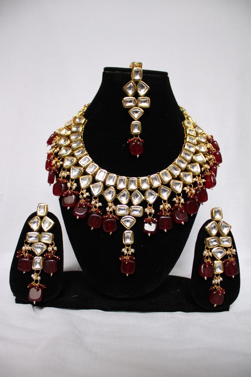 Maroon Aarohi  Necklace Set - Image 3