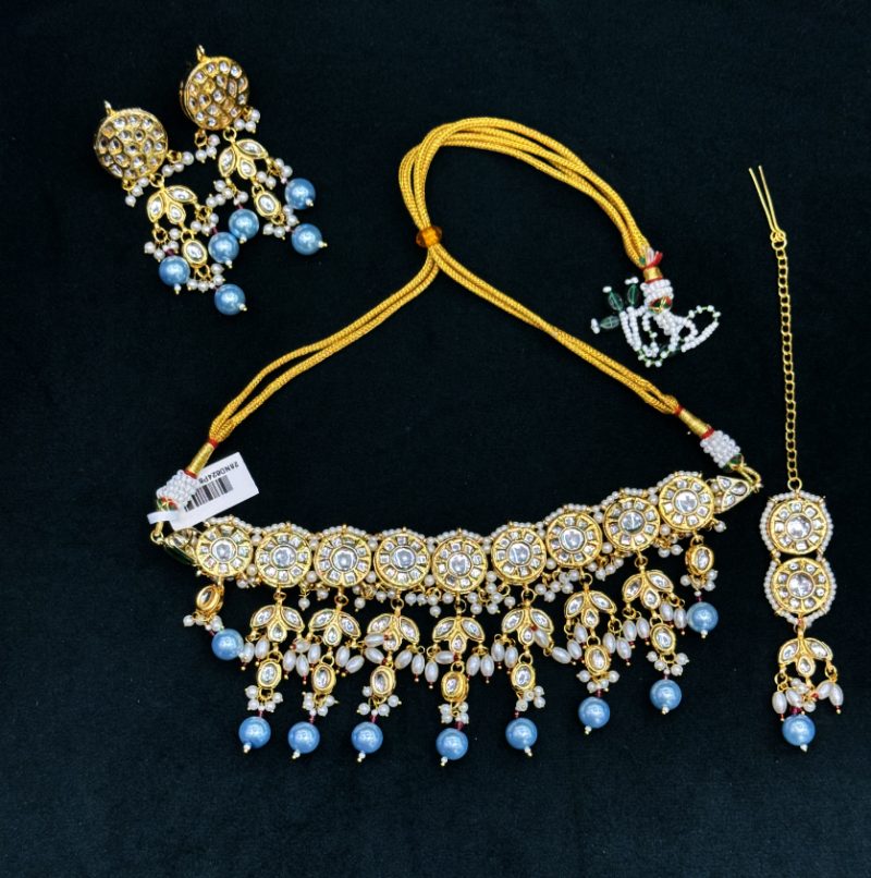 Tara Blue Kundan Meenakari Combo Set