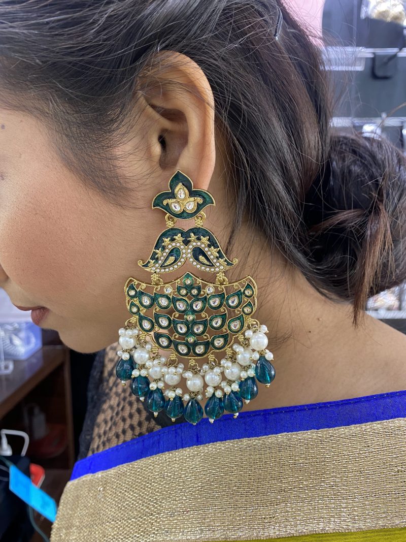 Peacock Green Amri Earrings - Image 2