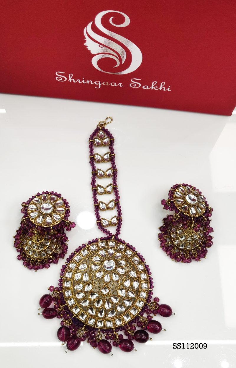 Wine Mehak Maang Tikka & Jhumki Combo