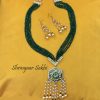 Anvita Green Beads Mala with Kundan Pendant