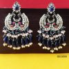 Blue Pink Chaitri Silver Kundan Earring