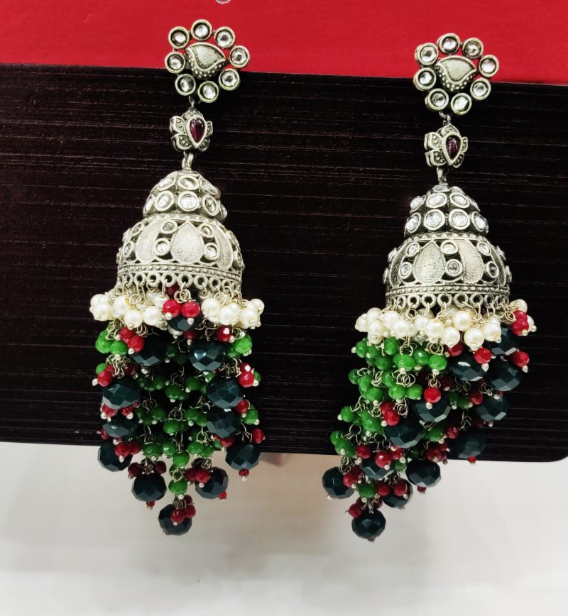 Green Maroon Priya Oxidised Earring