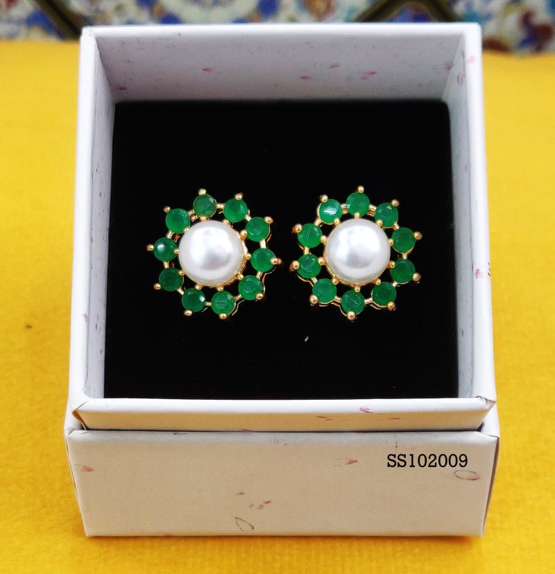 Green Rosa Stud Earring