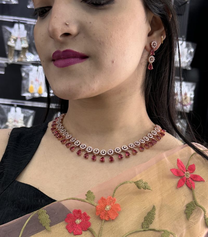 Ruby Tarra  American Diamond Set