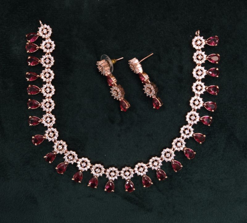 Ruby Tarra  American Diamond Set - Image 3
