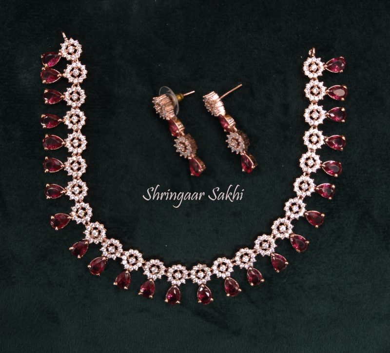 Ruby Tarra  American Diamond Set - Image 4