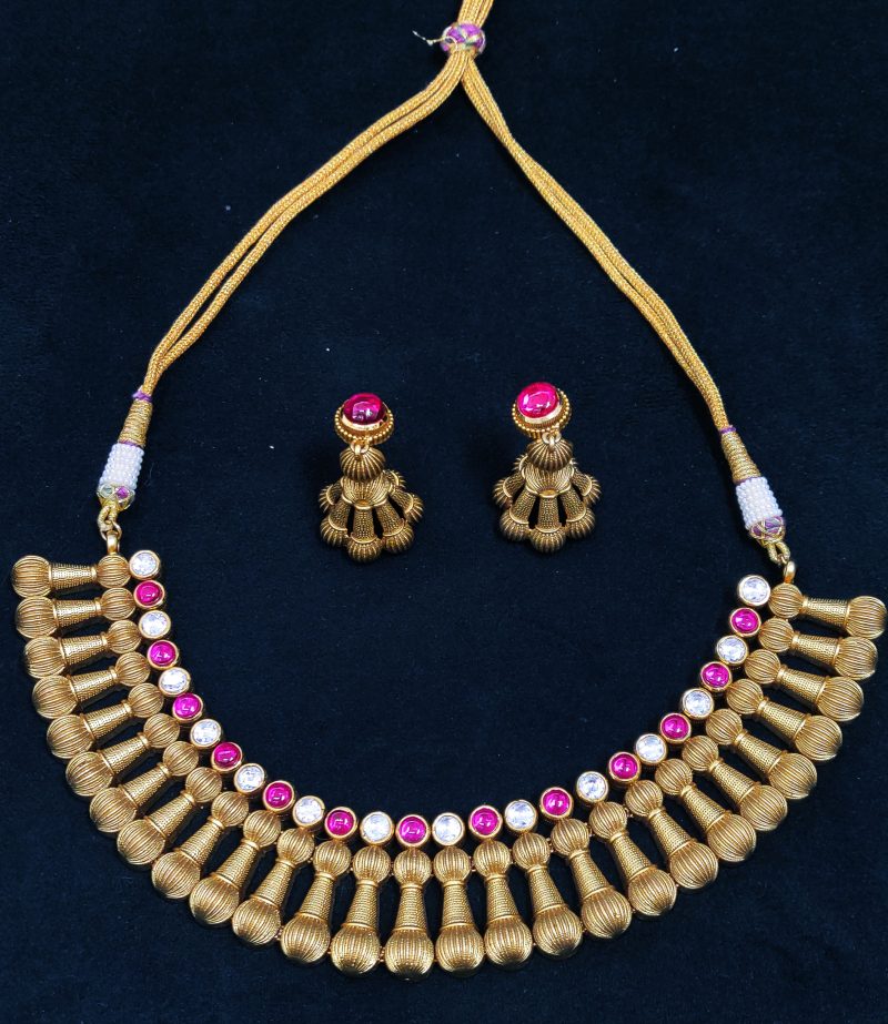Golden Diya Matte Finish Choker Set