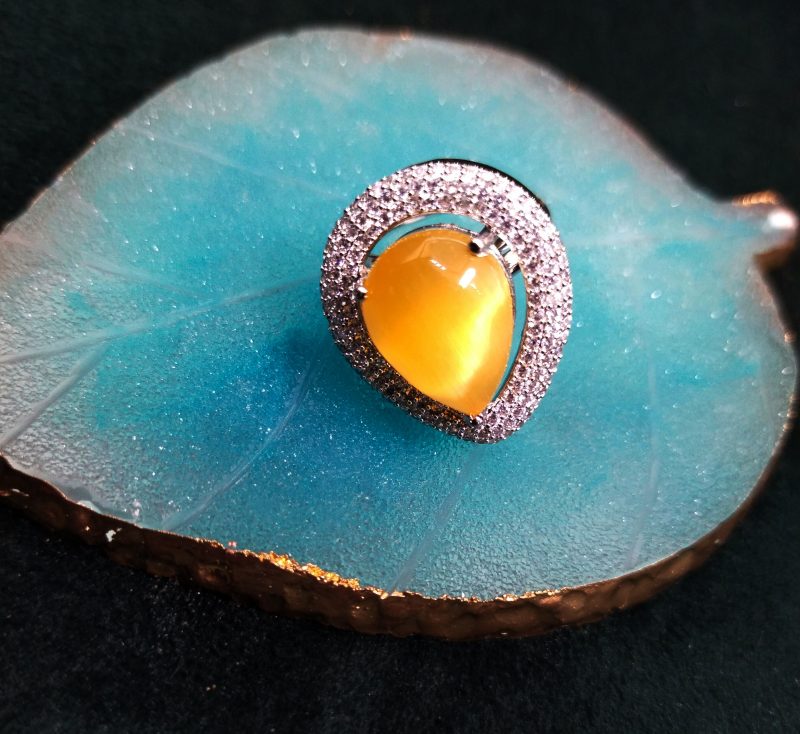 Yellow Silver Drona AD Finger Ring