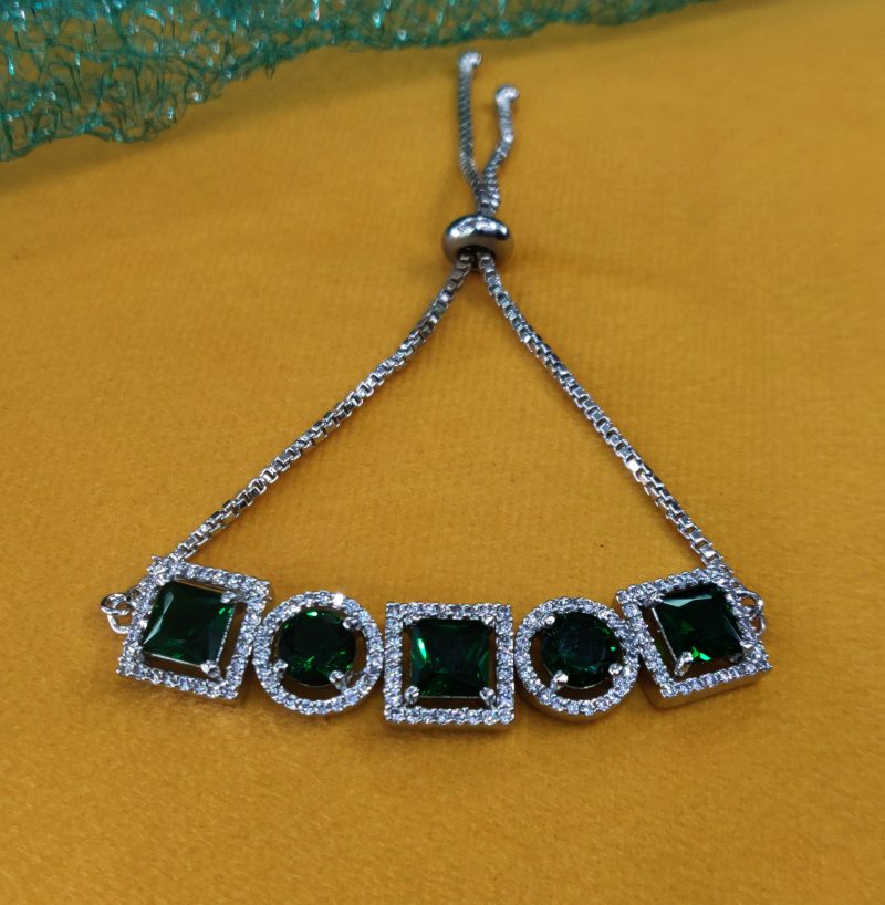 Silver Green Chain Bracelet - Image 5