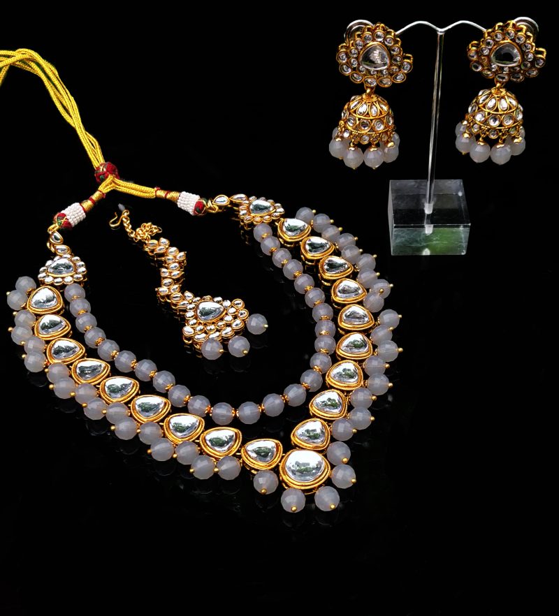 Grey Adira Pearl Kundan Set