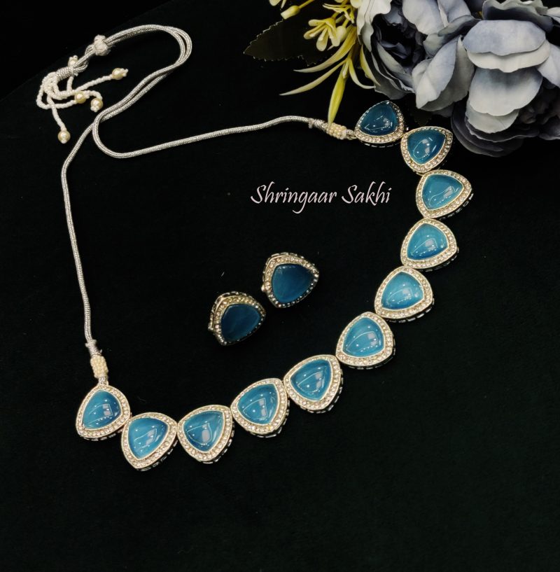 Sky Blue Yana AD Necklace Set