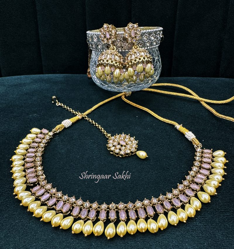 Baby Pink Golden Riya Combo Set - Image 2