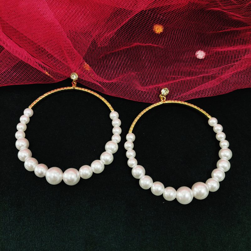 White Aria Hoop Earrings - Image 2