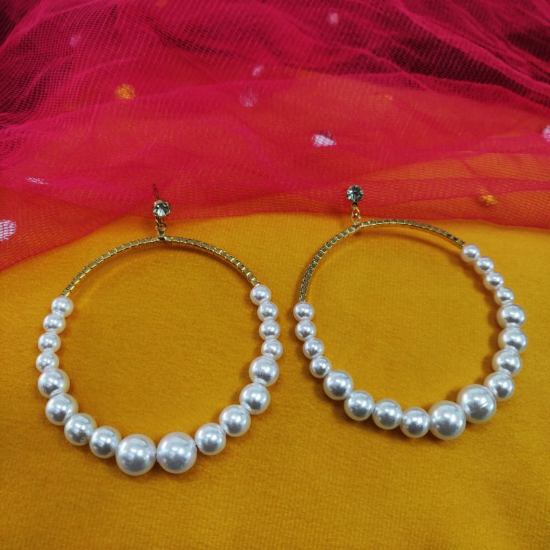 White Aria Hoop Earrings