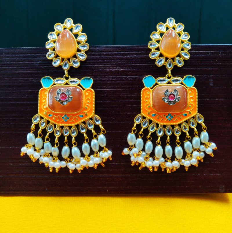 Orange Aaradhya Meenakari  Earring